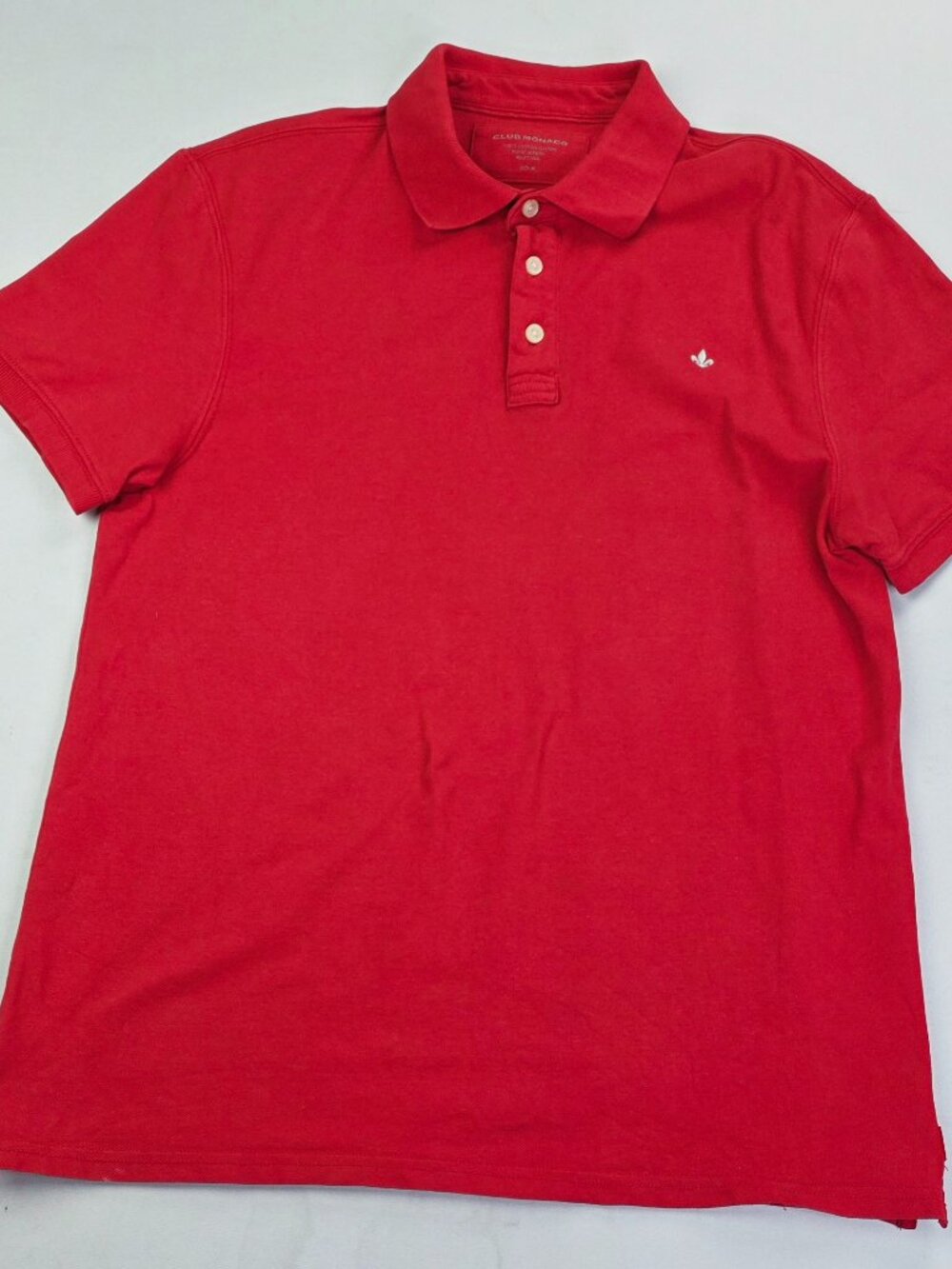 Club Monaco Embroidered Chest Logo Size Medium Mens Red Cotton Short Sleeve Polo